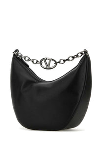 VALENTINO GARAVANI Valentino Garavani Men Black Leather Hobo Vlogo Moon Shoulder Bag
