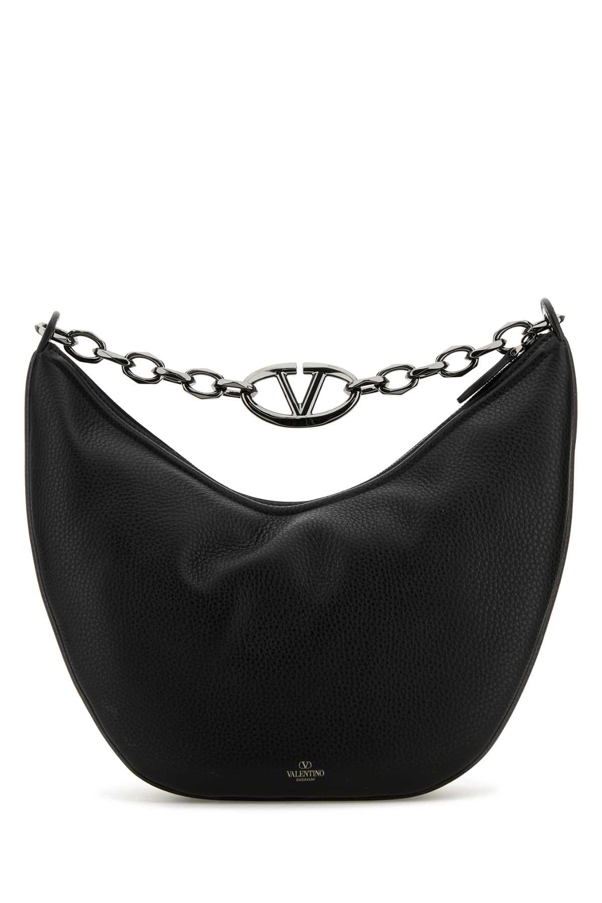 VALENTINO GARAVANI Valentino Garavani Men Black Leather Hobo Vlogo Moon Shoulder Bag