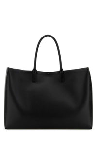 Valentino Garavani Men Black Leather Vlogo Shopping Bag