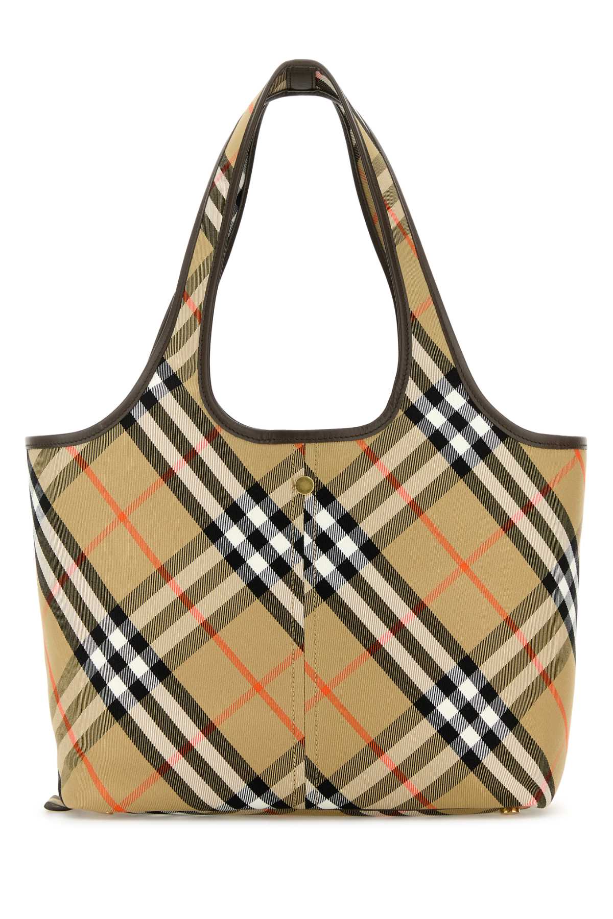 Burberry Women Embroidered Canvas Small Check Shopping Bag