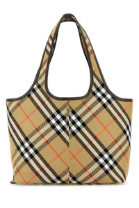 Burberry Women Embroidered Canvas Small Check Shopping Bag