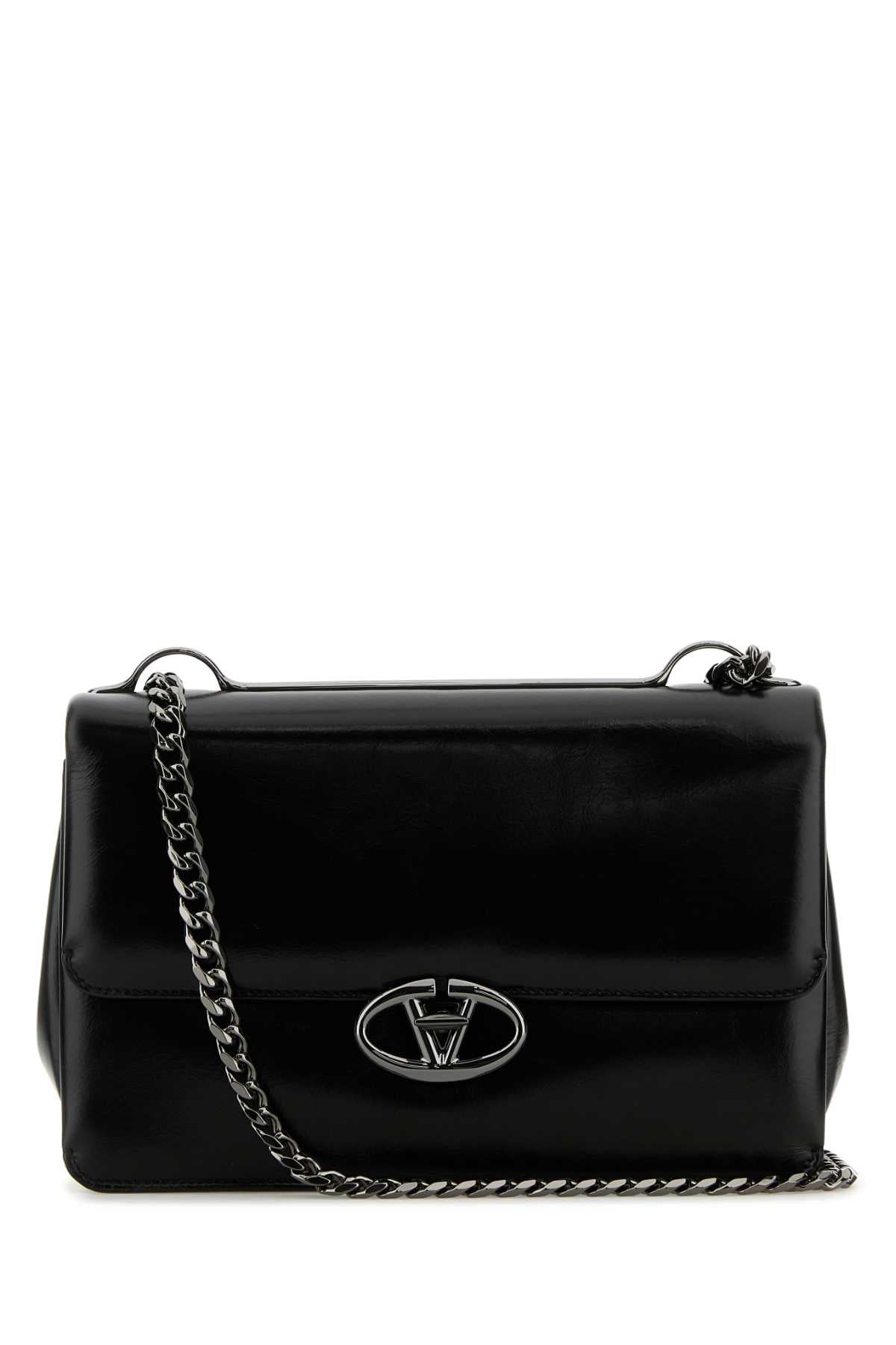 VALENTINO GARAVANI Valentino Garavani Women Black Leather Medium Vlogo Shoulder Bag