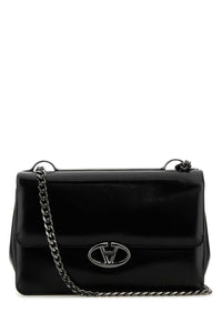VALENTINO GARAVANI Valentino Garavani Women Black Leather Medium Vlogo Shoulder Bag