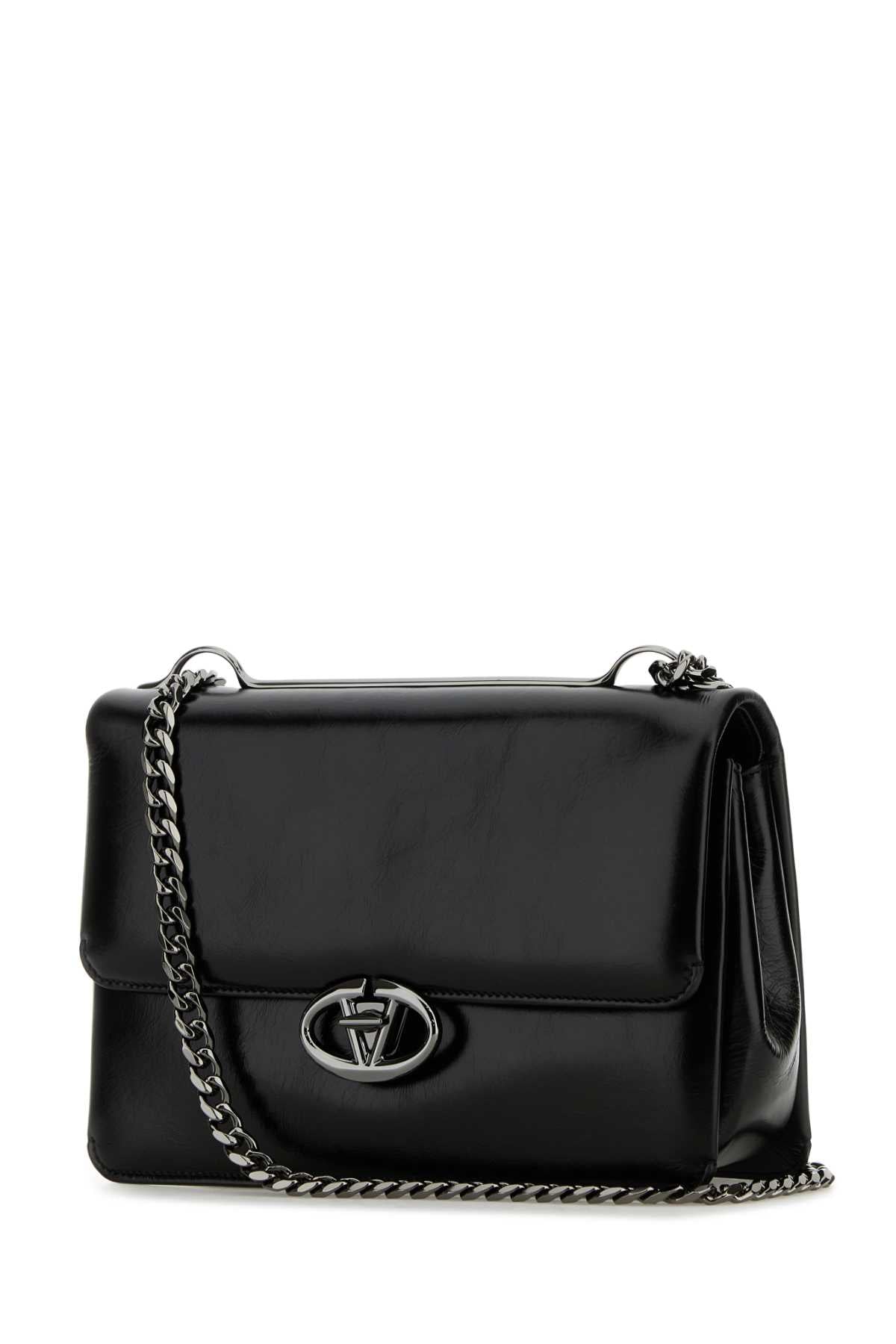 VALENTINO GARAVANI Valentino Garavani Women Black Leather Medium Vlogo Shoulder Bag