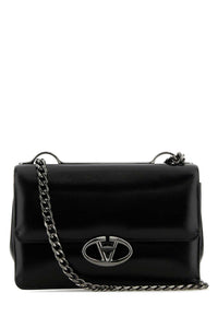 VALENTINO GARAVANI Valentino Garavani Women Black Leather Small Vlogo Shoulder Bag