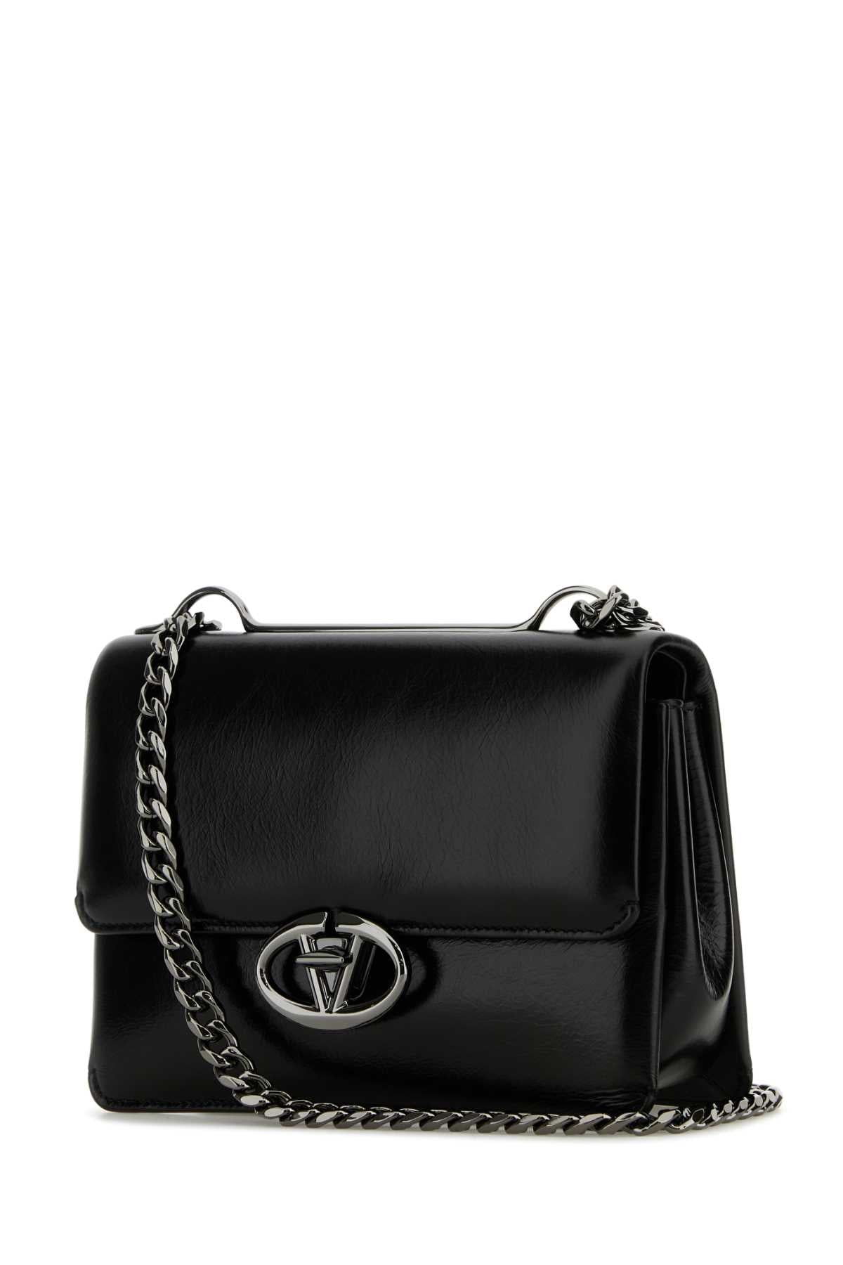 VALENTINO GARAVANI Valentino Garavani Women Black Leather Small Vlogo Shoulder Bag