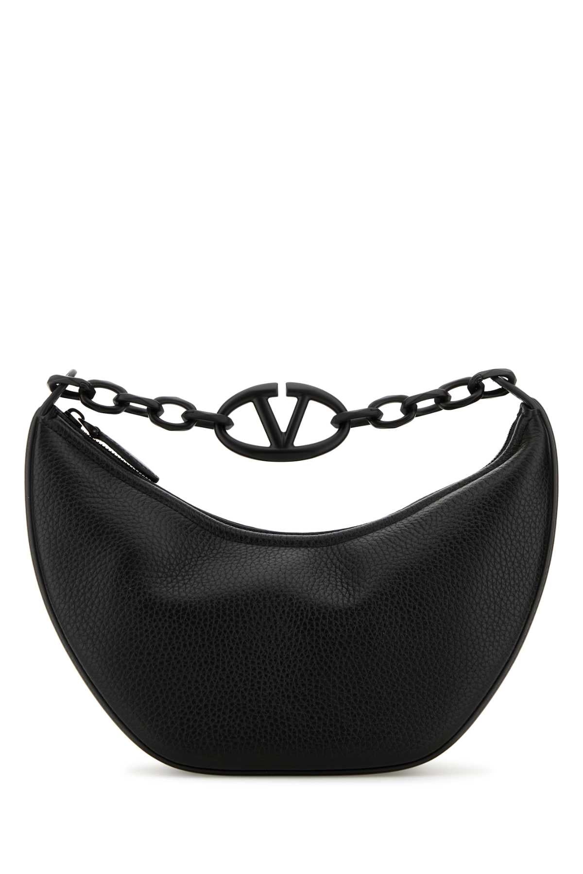 VALENTINO GARAVANI Valentino Garavani Women Black Leather Hobo Vlogo Moon Handbag