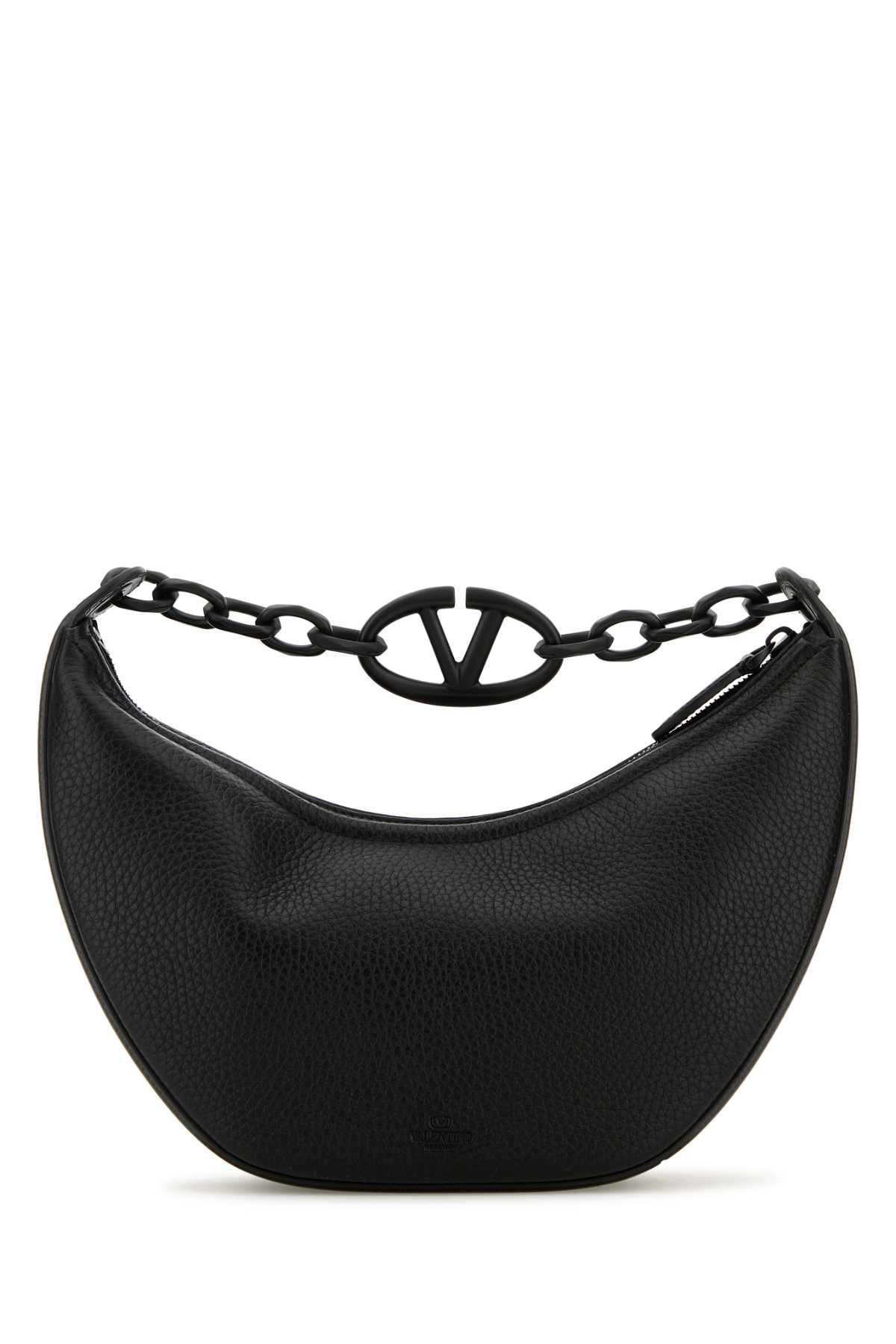 VALENTINO GARAVANI Valentino Garavani Women Black Leather Hobo Vlogo Moon Handbag