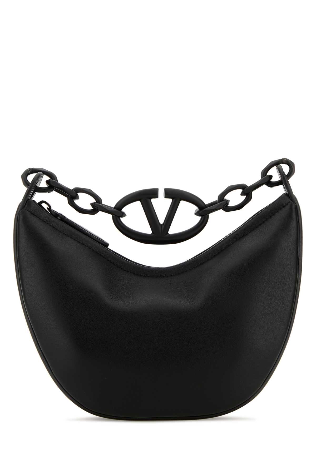 VALENTINO GARAVANI Valentino Garavani Women Black Leather Hobo Vlogo Moon Handbag