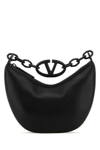 VALENTINO GARAVANI Valentino Garavani Women Black Leather Hobo Vlogo Moon Handbag