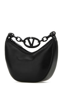 VALENTINO GARAVANI Valentino Garavani Women Black Leather Hobo Vlogo Moon Handbag
