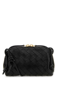 Bottega Veneta Women Black Leather Concert Crossbody Bag