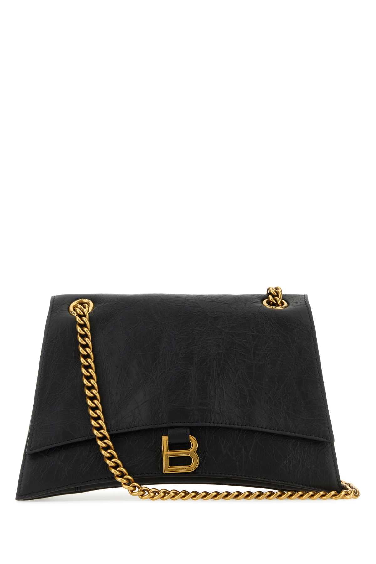 BALENCIAGA Balenciaga Women Black Leather Medium Crush Shoulder Bag