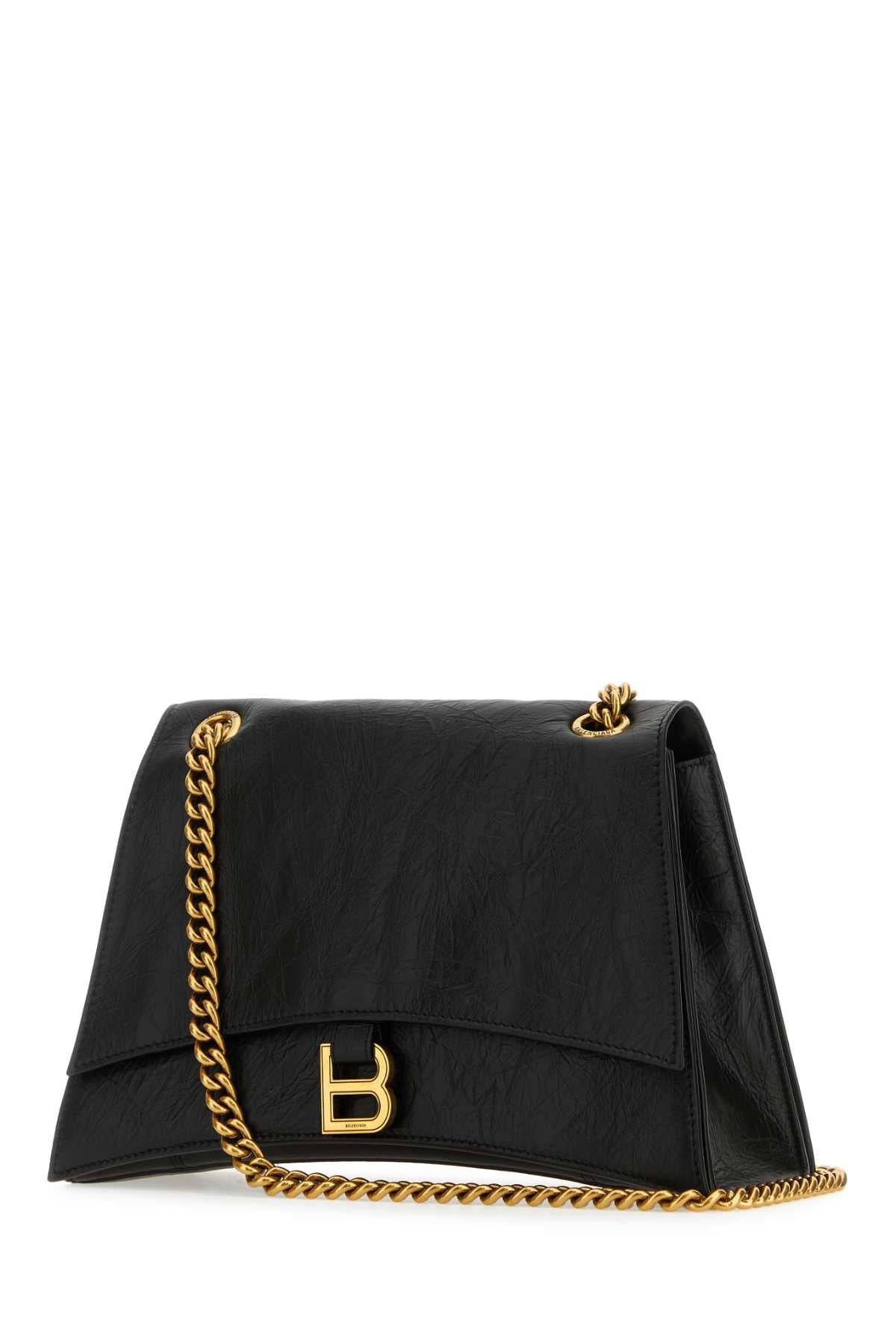 BALENCIAGA Balenciaga Women Black Leather Medium Crush Shoulder Bag
