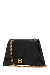 BALENCIAGA Balenciaga Women Black Leather Medium Crush Shoulder Bag