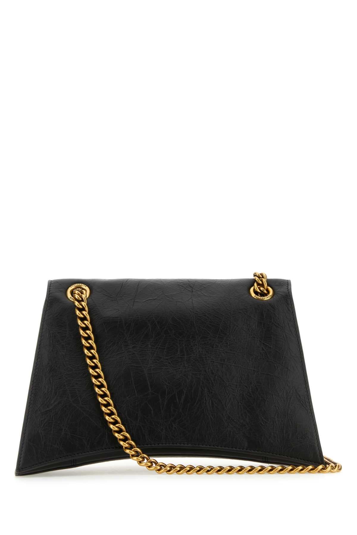 BALENCIAGA Balenciaga Women Black Leather Medium Crush Shoulder Bag