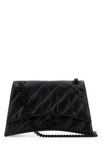 BALENCIAGA Balenciaga Women Black Leather Medium Crush Shoulder Bag