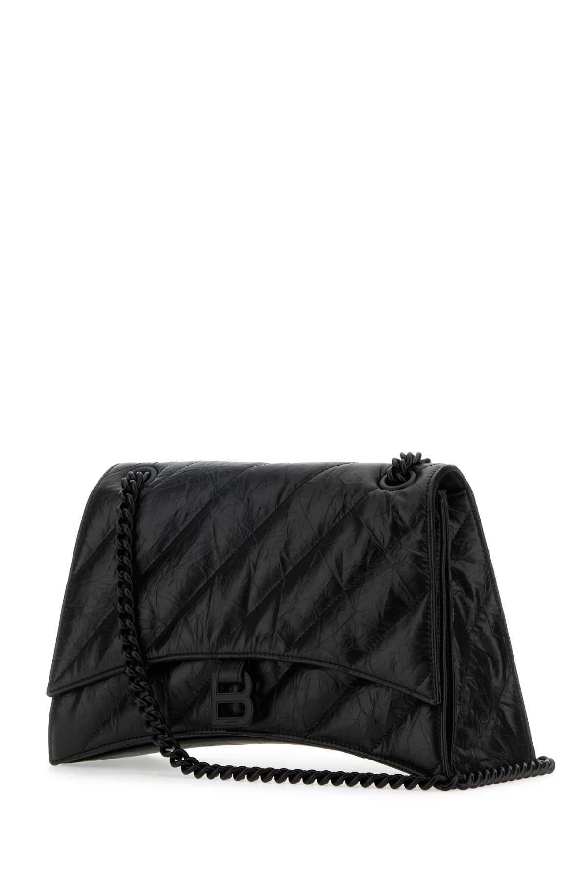 BALENCIAGA Balenciaga Women Black Leather Medium Crush Shoulder Bag