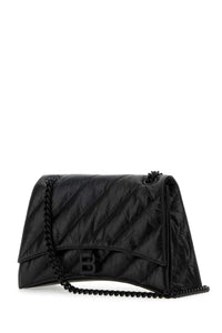 BALENCIAGA Balenciaga Women Black Leather Medium Crush Shoulder Bag