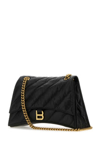 BALENCIAGA Balenciaga Women Black Leather Medium Crush Shoulder Bag