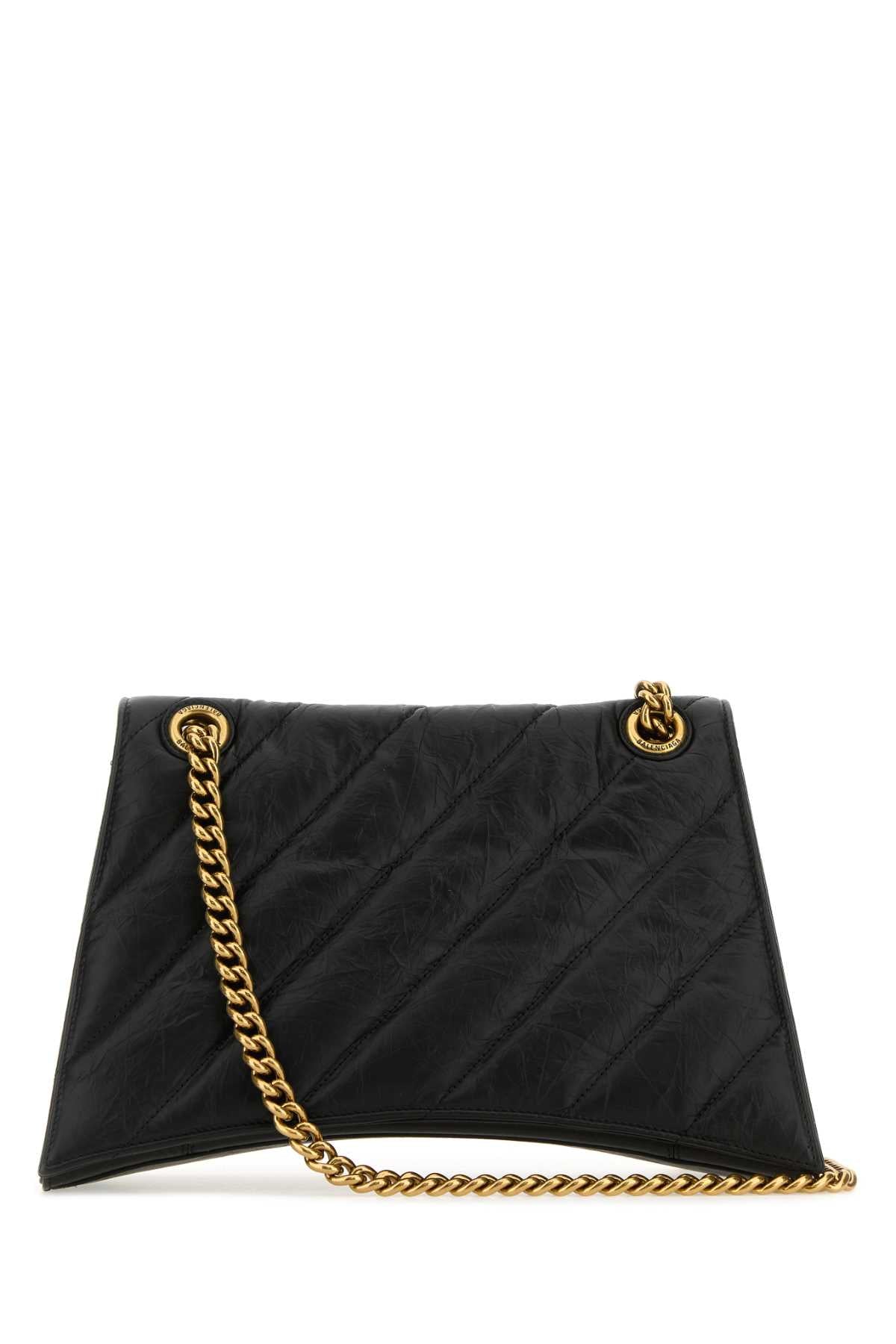 BALENCIAGA Balenciaga Women Black Leather Medium Crush Shoulder Bag