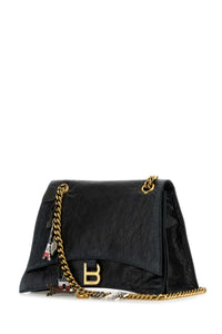 BALENCIAGA Balenciaga Women Black Leather Medium Crush Chain Shoulder Bag