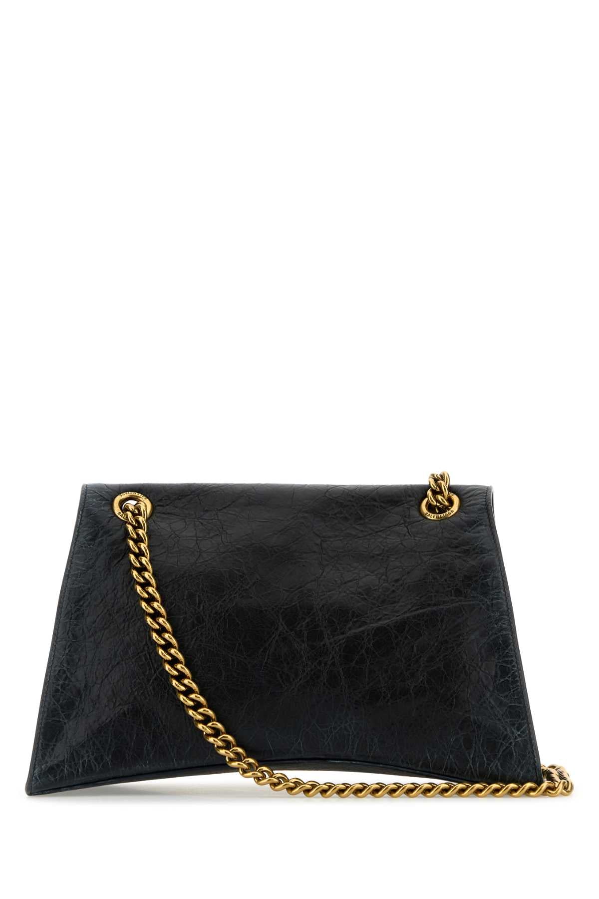 BALENCIAGA Balenciaga Women Black Leather Medium Crush Chain Shoulder Bag