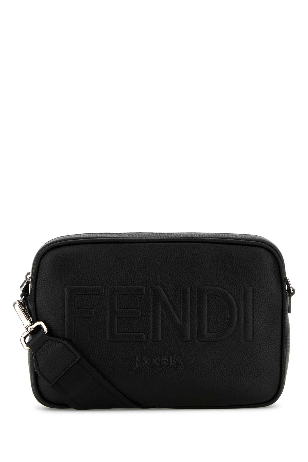 Fendi Men Black Leather Camera Case Crossbody Bag