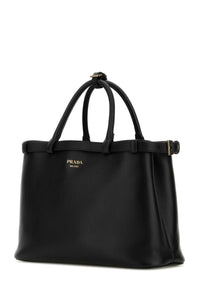Prada Women Black Leather Medium Prada Buckle Handbag