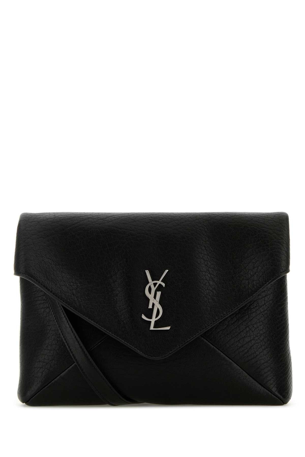 SAINT LAURENT Saint Laurent Men Black Leather Cassandra Clutch