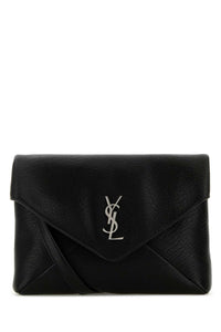 SAINT LAURENT Saint Laurent Men Black Leather Cassandra Clutch