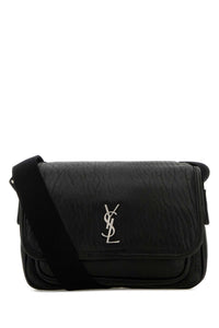Saint Laurent Men Black Leather Small Messenger Crossbody Bag