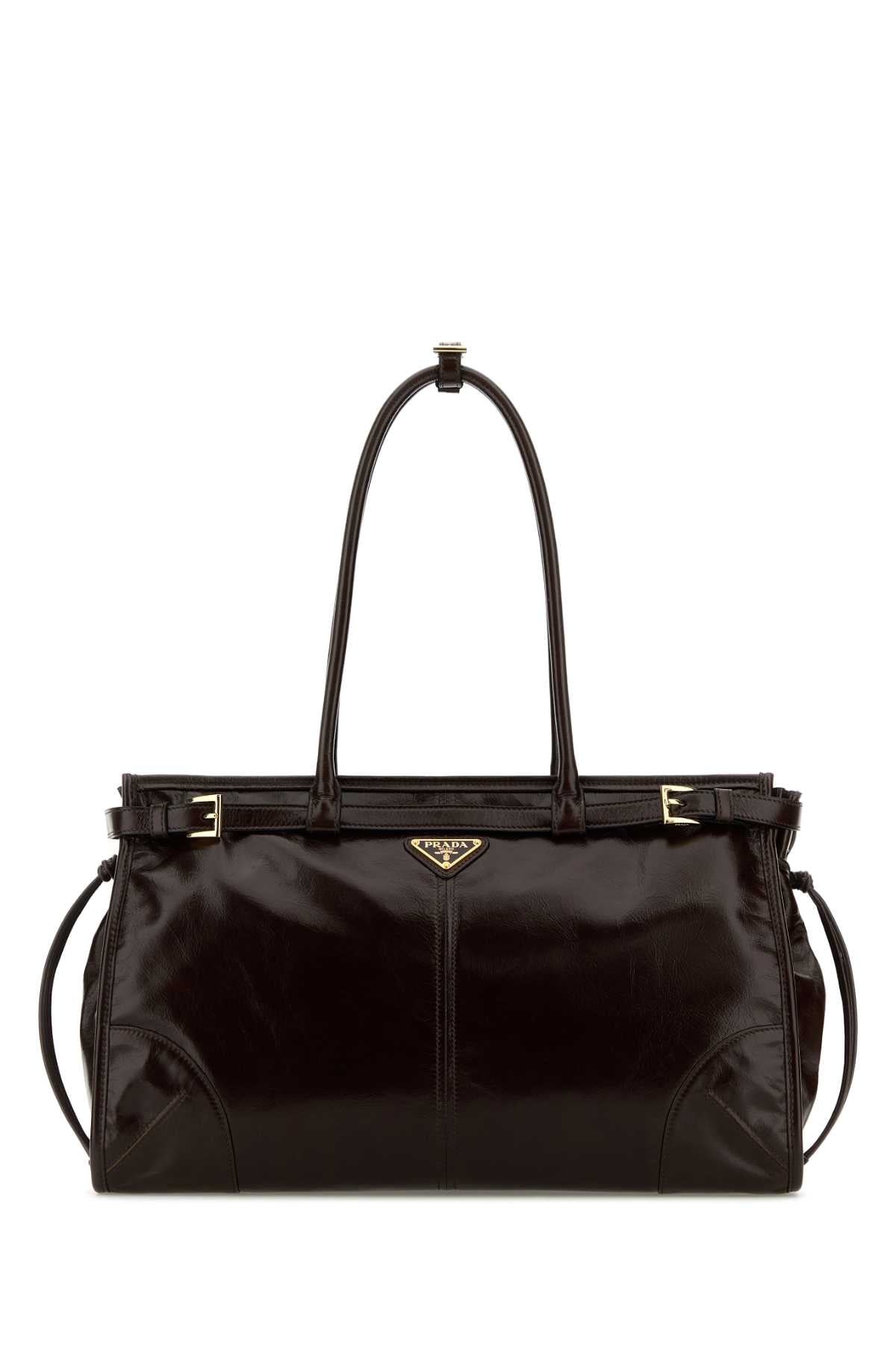 Prada Women Dark Brown Leather Shoulder Bag