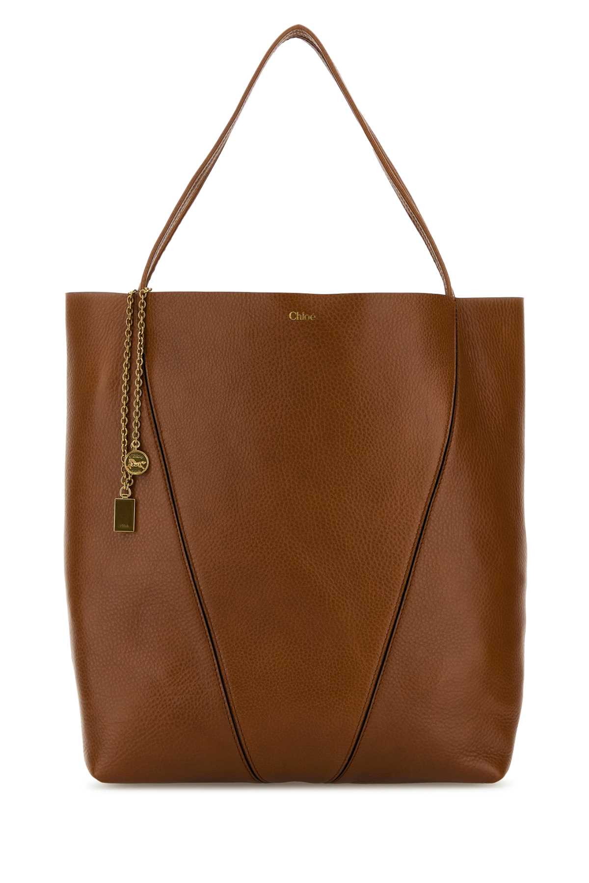 CHLOE Chloe Women Caramel Leather Large Spin Shopping Bag