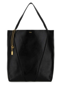 CHLOE Chloe Women Black Leather Large Spin Shopping Bag