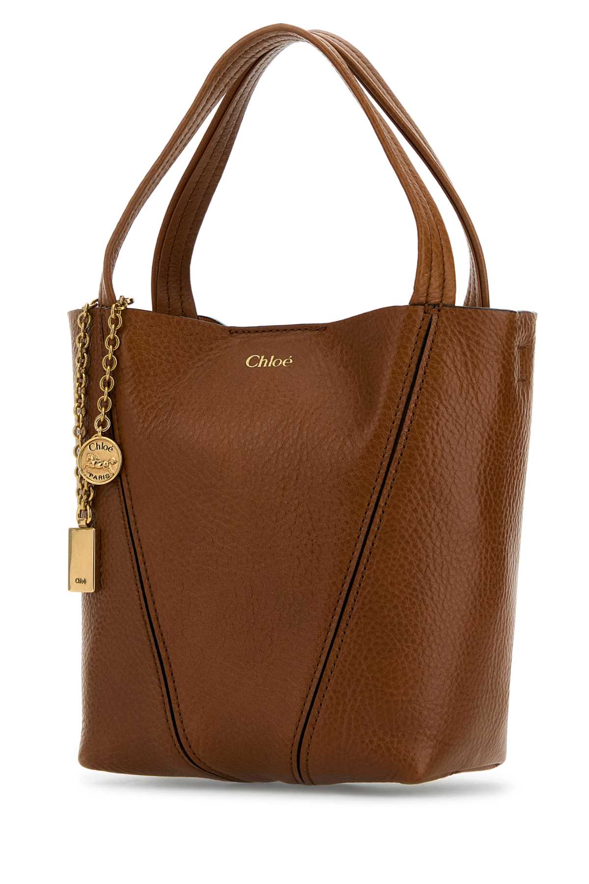 CHLOE Chloe Women Caramel Leather Small Spin Shopping Bag