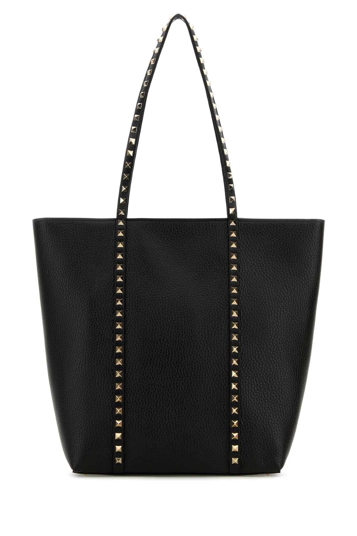 VALENTINO GARAVANI Valentino Garavani Women Black Leather Rockstud Shopping Bag