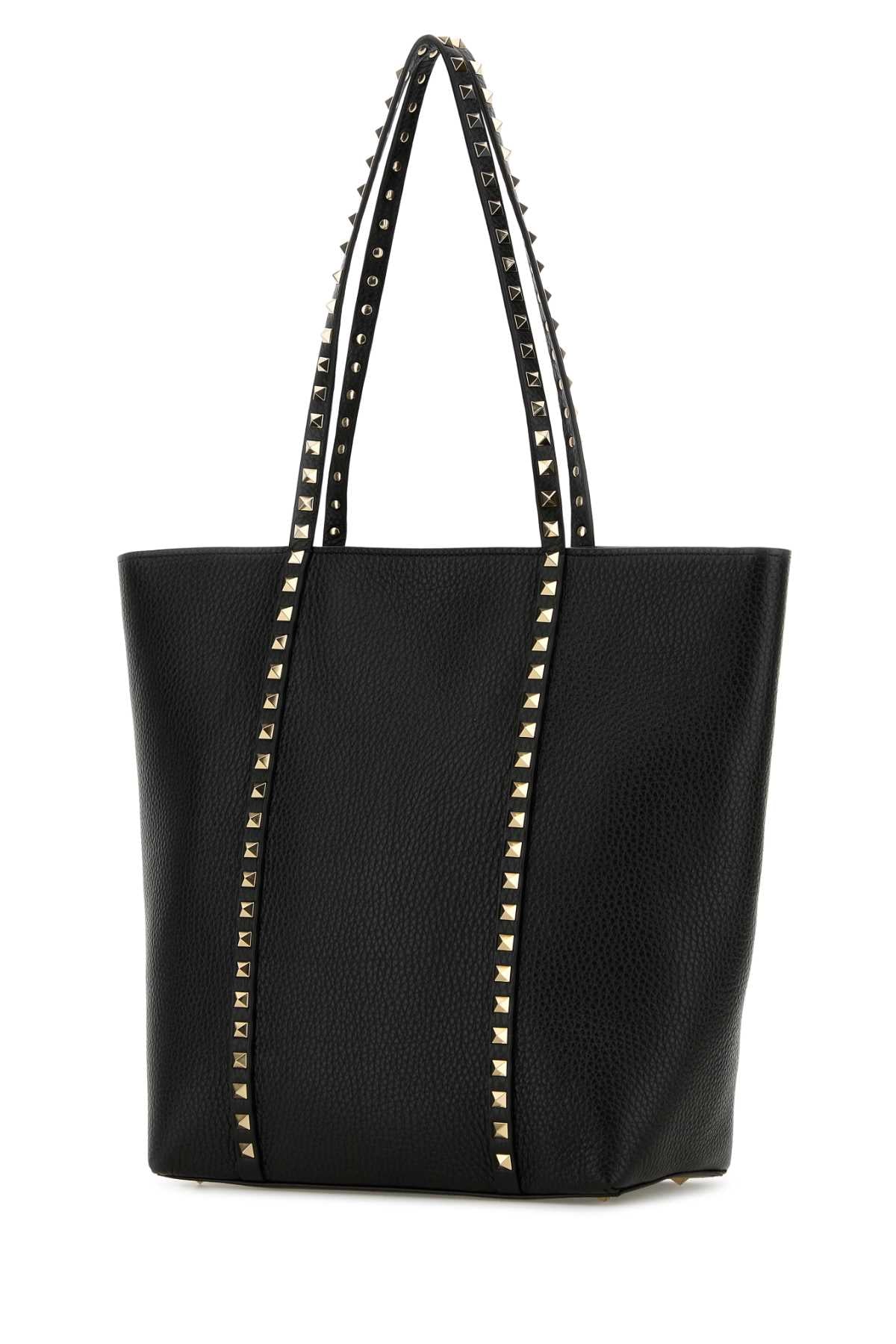 VALENTINO GARAVANI Valentino Garavani Women Black Leather Rockstud Shopping Bag