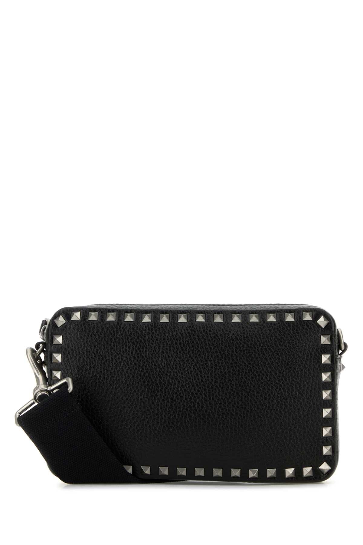VALENTINO GARAVANI Valentino Garavani Men Black Leather Rockstud Crossbody Bag