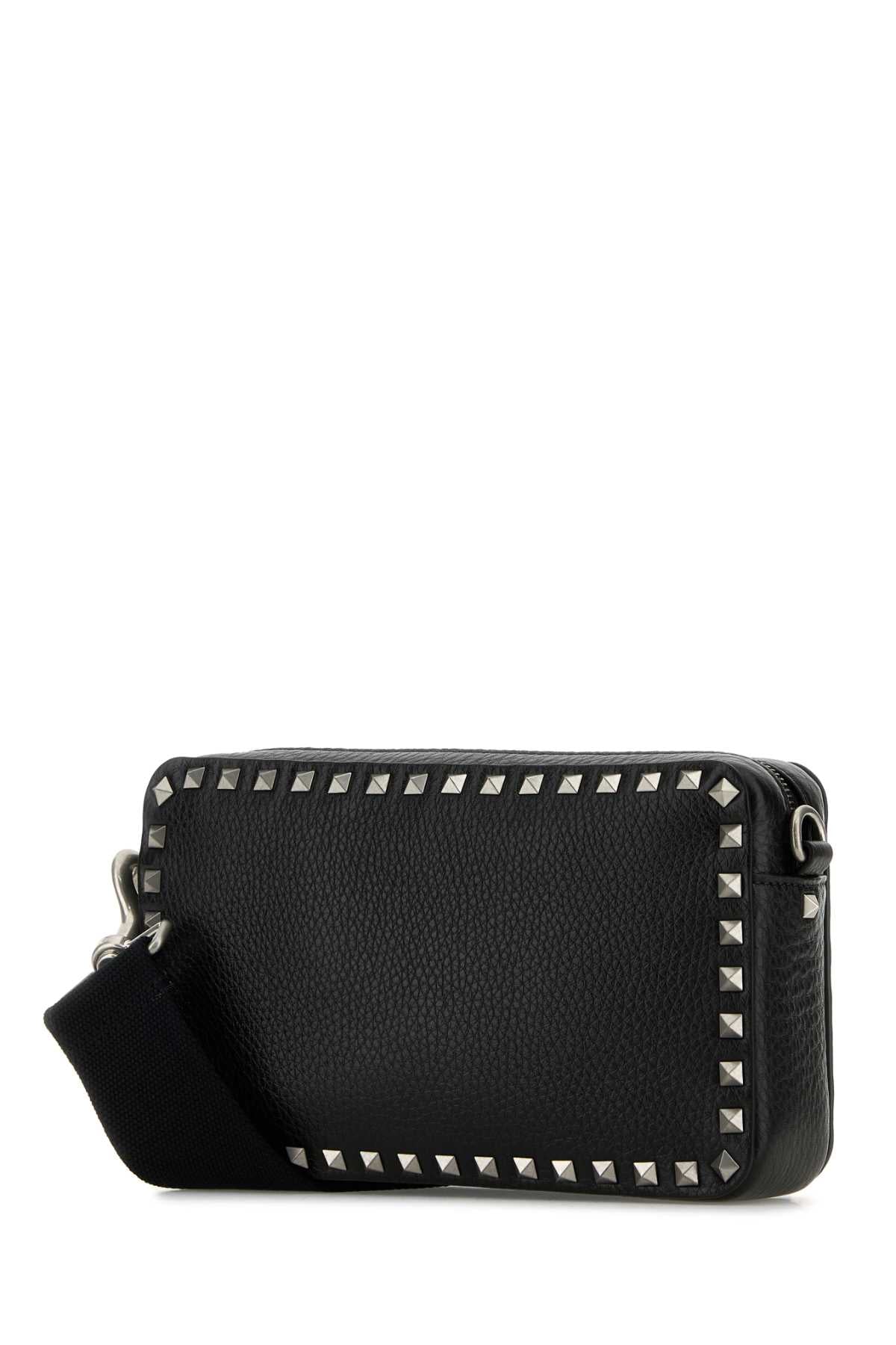 VALENTINO GARAVANI Valentino Garavani Men Black Leather Rockstud Crossbody Bag
