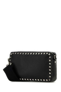 VALENTINO GARAVANI Valentino Garavani Men Black Leather Rockstud Crossbody Bag
