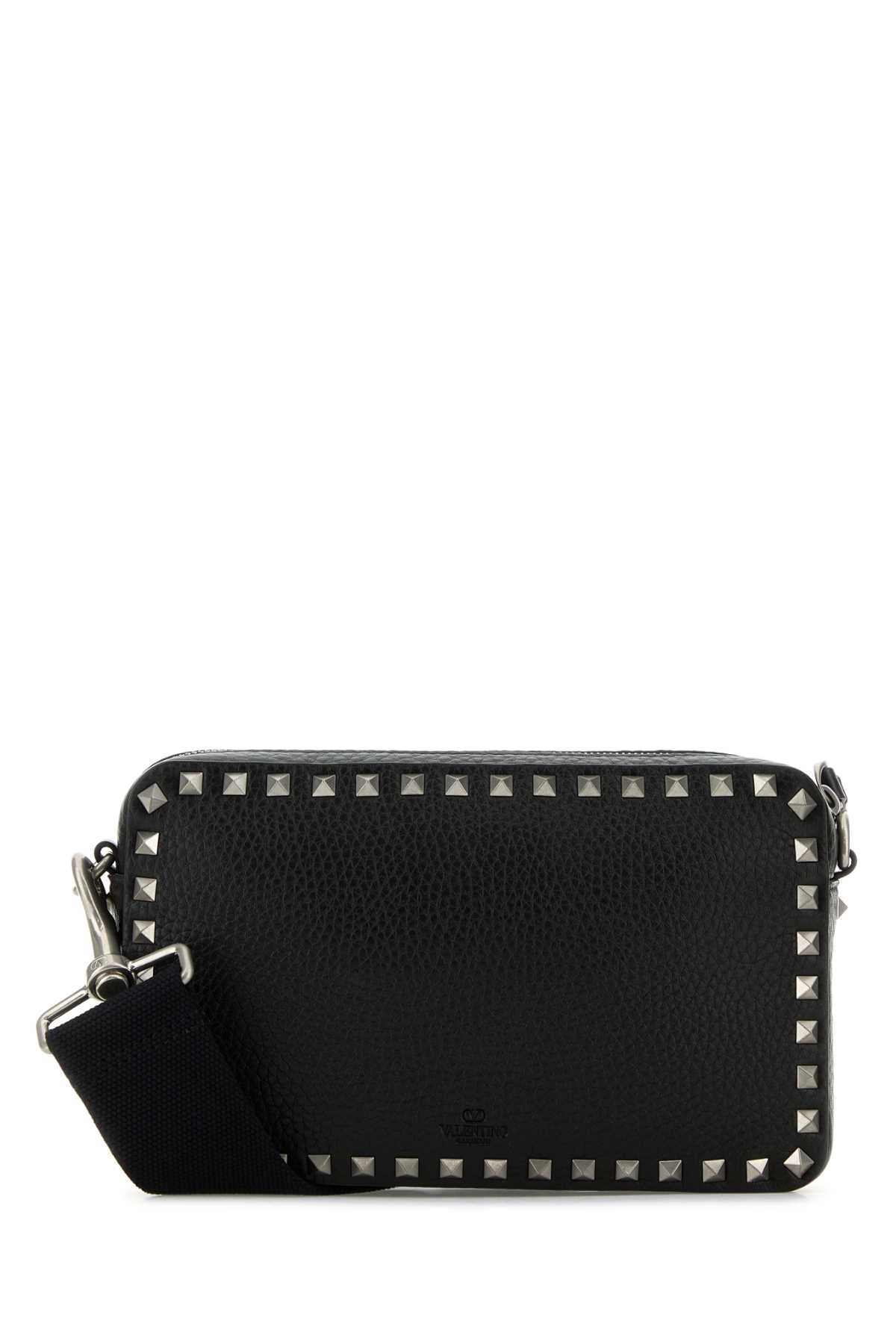 VALENTINO GARAVANI Valentino Garavani Men Black Leather Rockstud Crossbody Bag