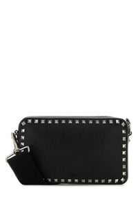 VALENTINO GARAVANI Valentino Garavani Men Black Leather Rockstud Crossbody Bag