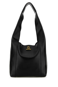 Saint Laurent Women Black Leather Tanger Shopping Bag