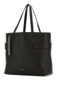 Alexander Mcqueen Women Black Leather T-Bar Shopping Bag