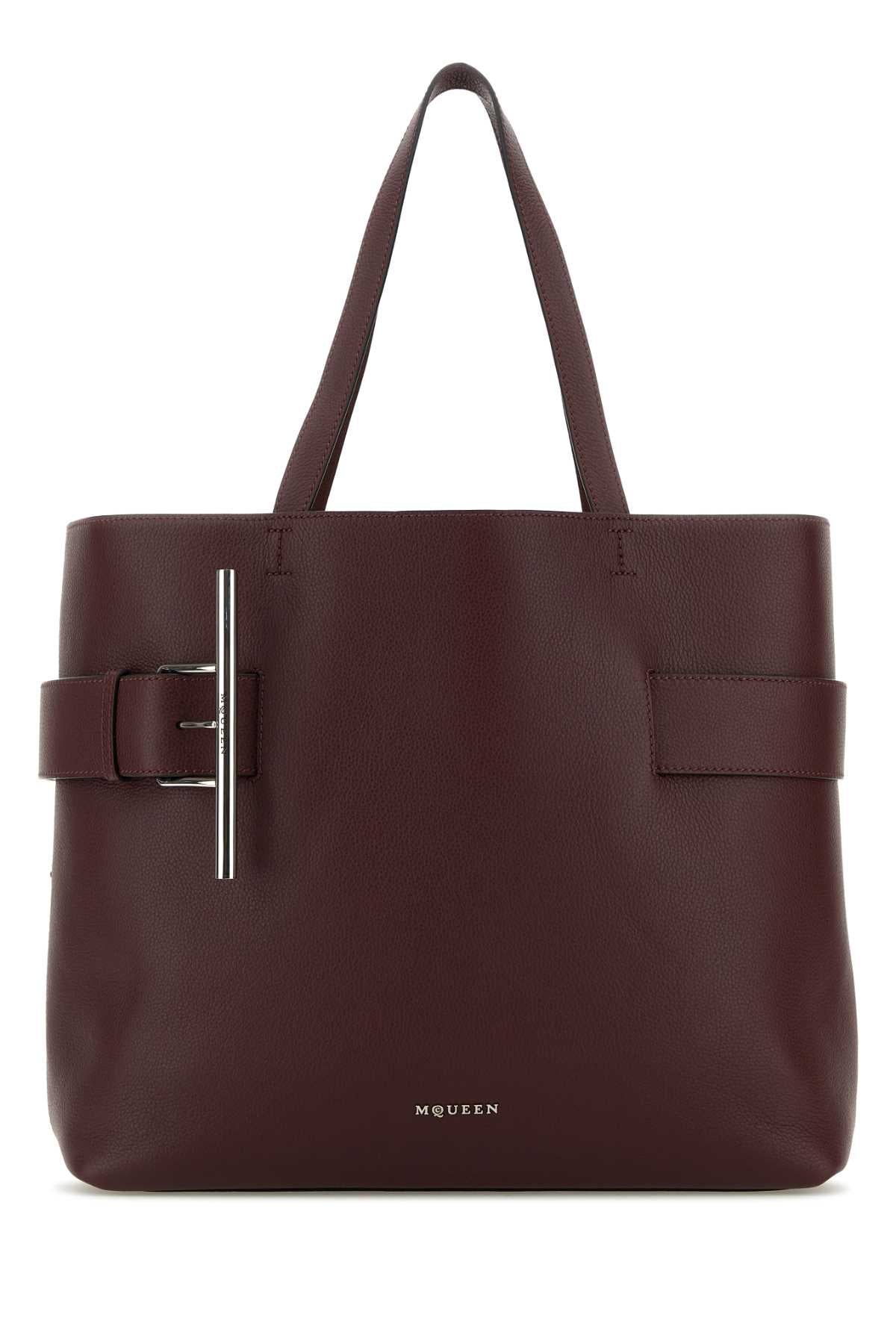 ALEXANDER MCQUEEN Alexander Mcqueen Women Tyrian Purple Leather T-Bar Shopping Bag