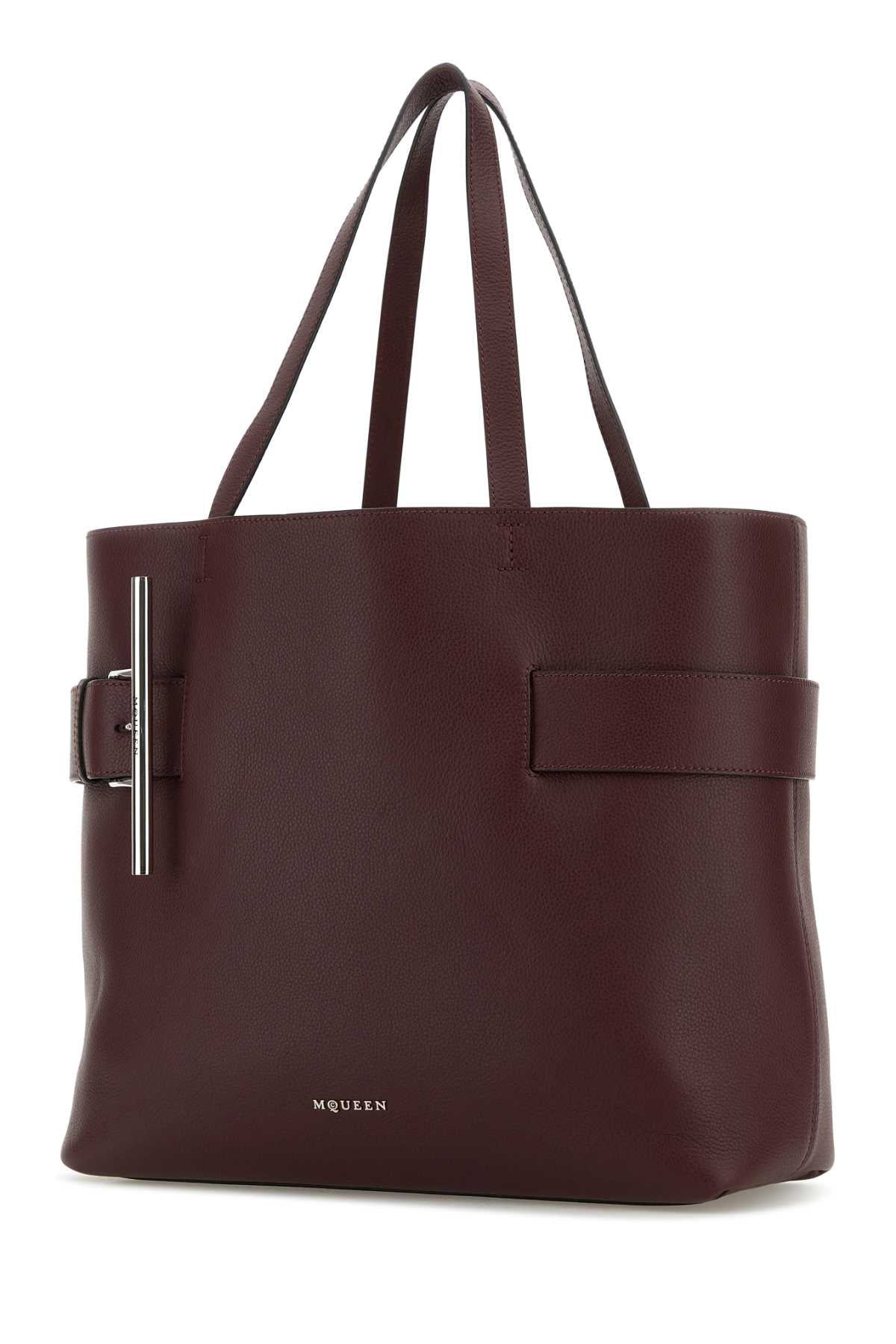ALEXANDER MCQUEEN Alexander Mcqueen Women Tyrian Purple Leather T-Bar Shopping Bag