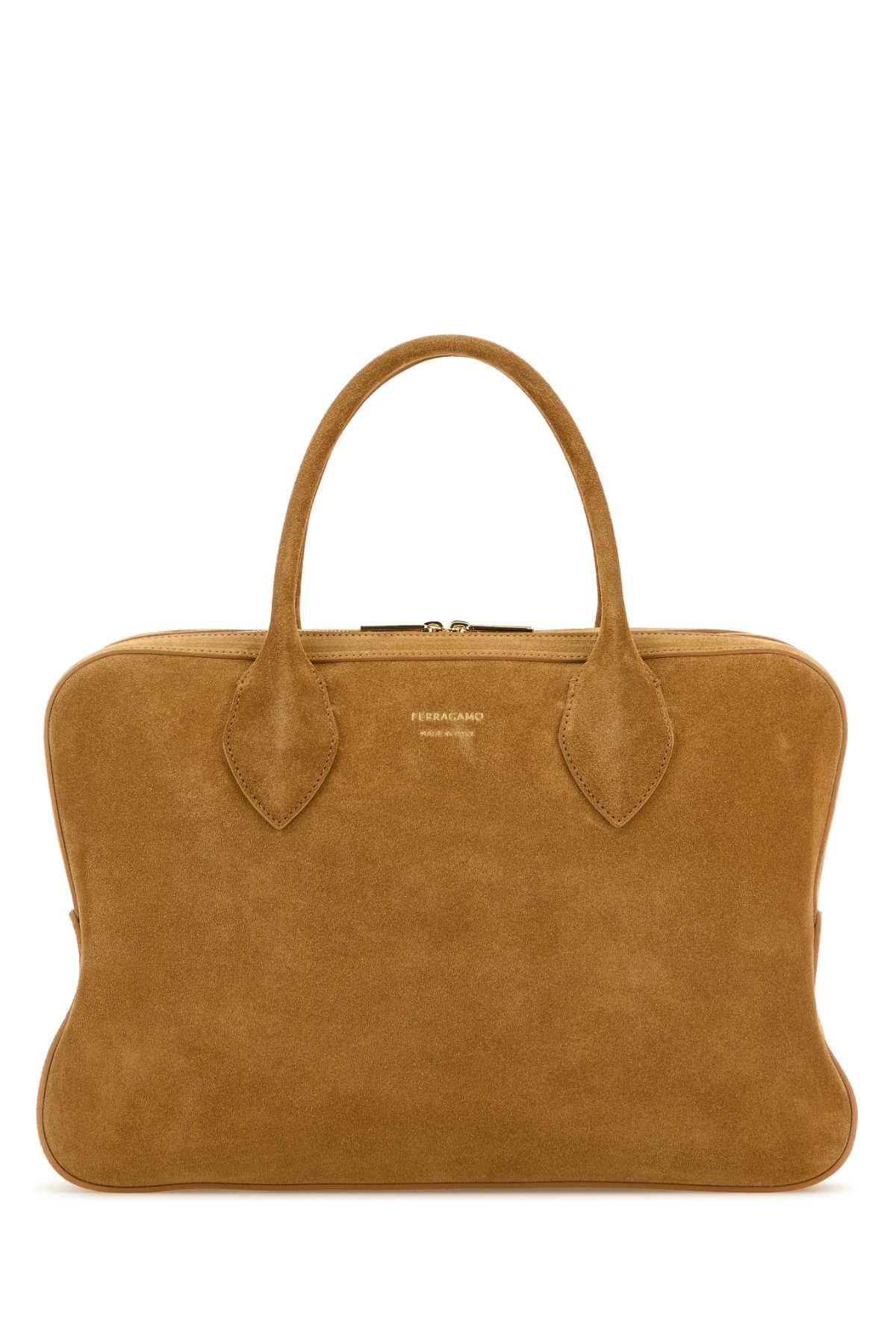 SALVATORE FERRAGAMO Salvatore Ferragamo Women Camel Suede Medium Handbag