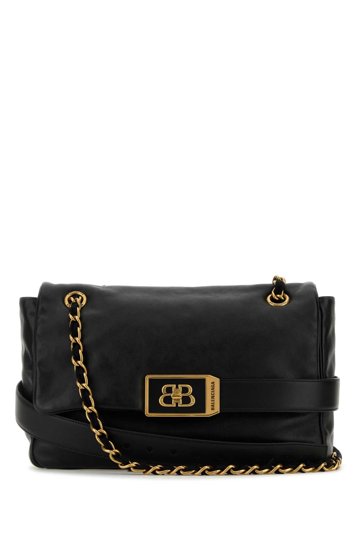 BALENCIAGA Balenciaga Women Black Leather Medium Modu Shoulder Bag