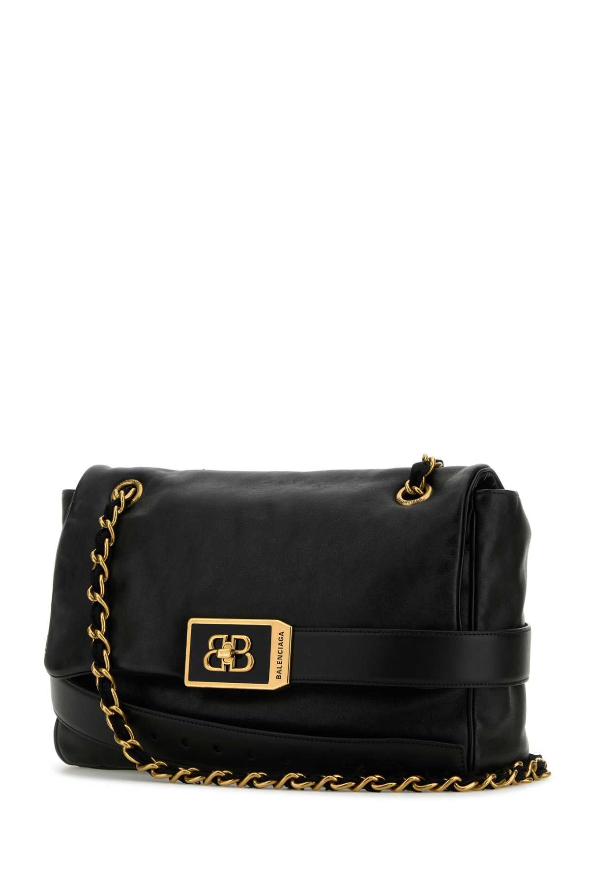 BALENCIAGA Balenciaga Women Black Leather Medium Modu Shoulder Bag